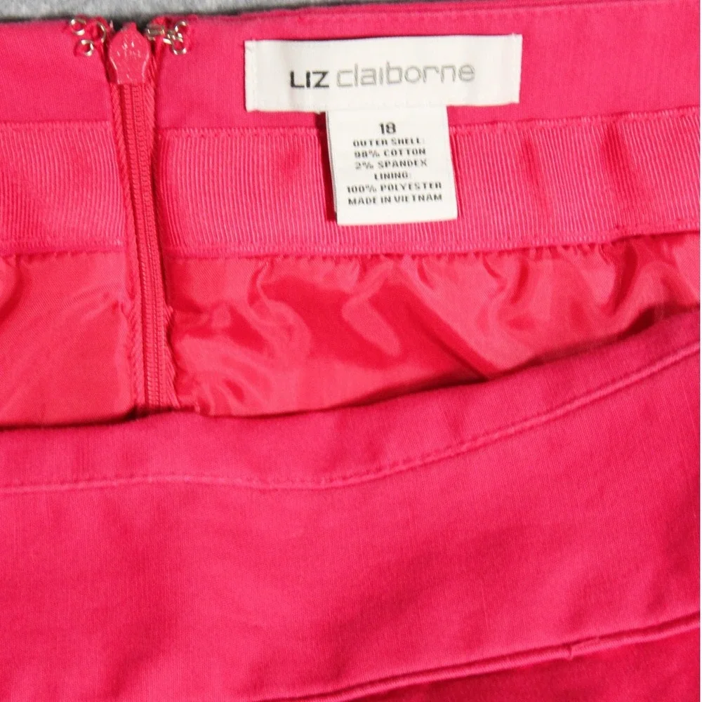 Liz Claiborne Womens Hot Pink‎ Stretch Cotton Blend Pencil Skirt Size 18
